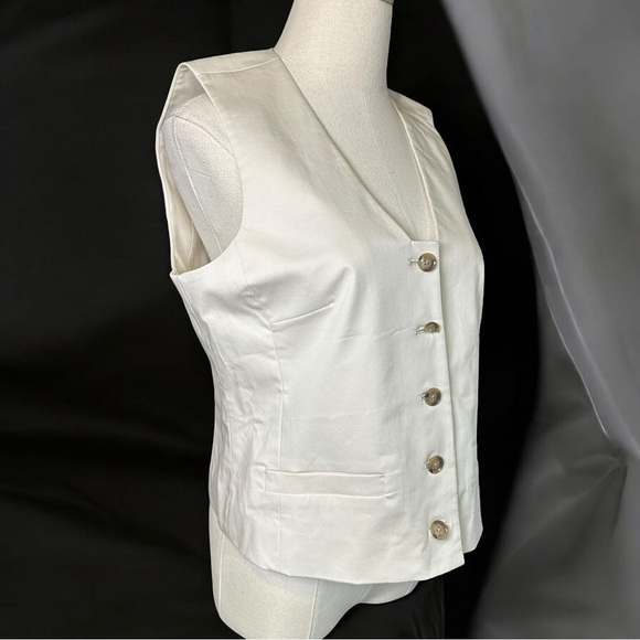 NWT Banana Republic ‘Modern Cotton Twill Vest’ in “Transition Cream” Size 8 - Picture 13 of 16